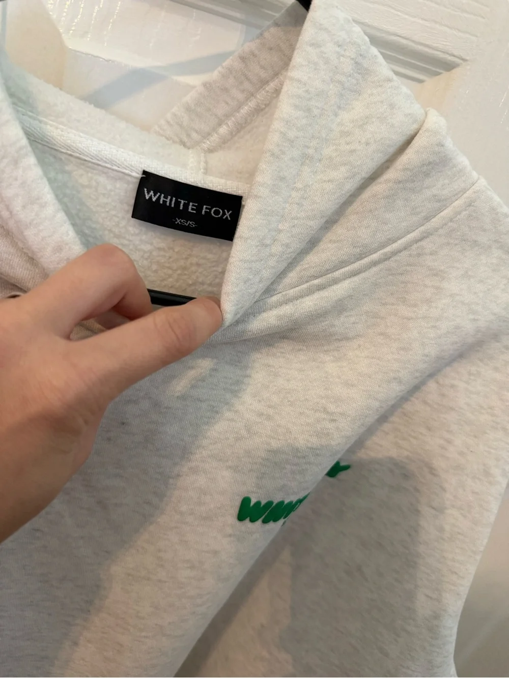 White Fox Boutique Gray Hoodie with Green Logo - Picture 3 of 4